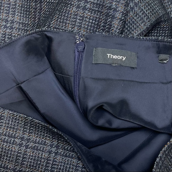 Theory Wool A-Line Skirt Blue Brady Plaid Size 10 - Picture 4 of 6